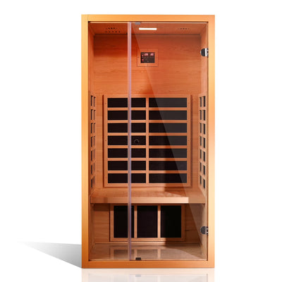 FAR Infrared Sauna Built for Home Recovery, Hemlock Wood Construction, 6 Carbon Heaters, Extendable Design