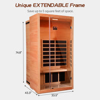 Infrared Sauna Built for Daily Recovery, Hemlock Wood, 6 Carbon Heaters, Digital Control, 68°F to 149°F Range — product view 4