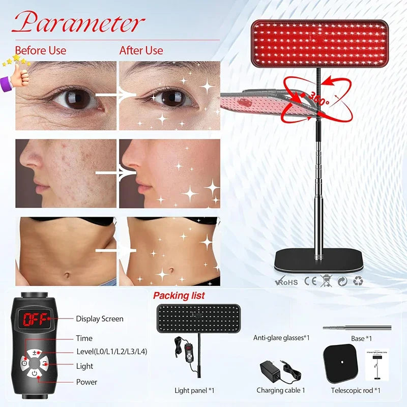 660Nm 850Nm LED Red Light Therapy Panel with Stand near Infrared Therapy Lamp Devices for Body Muscle Relax and Skin Care — product view 4