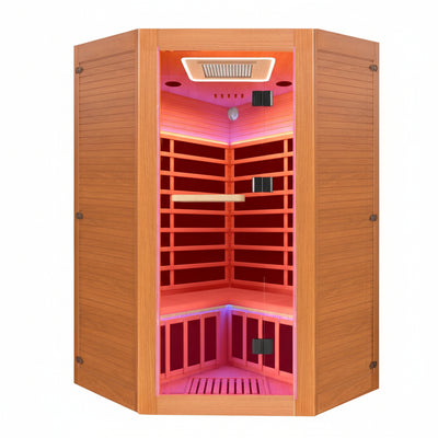 Infrared Sauna Built for Home Wellness, 2180W 9-Panel Heating, 360° Surround System, Corner Design 2-3 Person