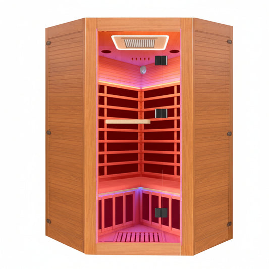 Infrared Sauna Designed for Home Wellness, 2180W Power, Hemlock Wood Construction, 360° Surround Heating
